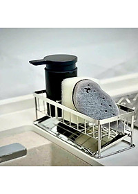 Kệ 2 Ngăn Để Bồn Rửa Chén Có Khay Hứng Giỏ Để Rẻ Rửa Bát Có Khay Hứng Nghiêng Chống Đọng Nước Tiện Lợi