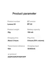 Tai Nghe Lenovo X4 Kiểu Dáng Máng Tai TWS Không Dây BT5.0 IP56 Chống Nước Chống Ồn Uốn Cong 360 °