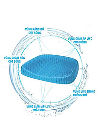 Đệm ngồi 3D Silicon văn phòng PEAFLO thế hệ mới, cấu trúc tổ ong 2 lớp thoáng khí, giảm áp lực lên mông, giảm đau mông.