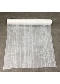 Giấy dán kính hình cây tre cây trúc màu trắng - khổ 90cm - có sẵn keo