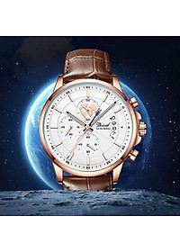 Đồng hồ nam chống nước DIZIZID chính hãng dây da cao cấp - Chạy full 6 kim và lịch ngày - Chống nước tốt - Kim dạ quang - Tặng kèm pin dự phòng DZDT69