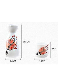 Bộ bình rượu gốm sứ Sakura phong cách Nhật Bản Cổ Điển, Bộ bình rượu Sake cao cấp