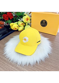 Nón ket vải thêu hoa trắng nhụy vàng