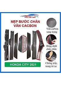 Bộ nẹp bước chân trong ngoài vân Cacbon xe City 2021 chống trầy làm đẹp ô tô