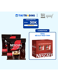 [Tặng bộ 2 ly thủy tinh] Combo 2 Bịch Cà phê đen hòa tan NESCAFE Café Việt (Túi 35 gói x 16g)