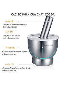 Bộ Chày Cối Inox 304 Nguyên Khối Không Vết Hàn Có Lắp Đạy Kèm Chày Dã Đồ Cực Nhuyễn Mịn Cho Gia Đình - HÀNG CHÍNH HÃNG MINIIN