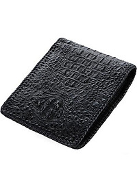 Bóp nam Huy Hoàng da cá sấu nguyên con đan viền màu đen HT2762