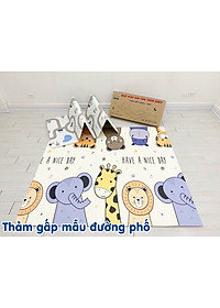 Thảm gấp gọn chống thấm 2 mặt XPE Umoo chính hãng kích thước 180x200cm dày 1.5cm mẫu đường phố