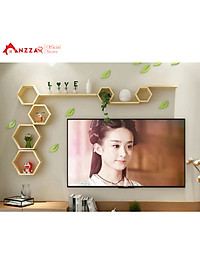 Bộ kệ gỗ treo tường trang trí, kệ trang trí Anzzar, decor phòng ngủ, phòng khách,bộ thanh gỗ treo tường