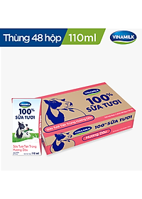 Thùng 48 Hộp Sữa Tươi Tiệt Trùng Vinamilk 100% Hương Dâu 110ml