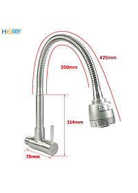 Vòi rửa bát gắn tường inox 304 tăng áp dòng lạnh Hobby Home Decor XGT1