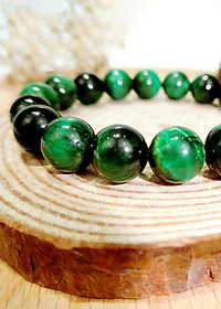 Vòng Tay Phong Thủy Đá Mắt Hổ Xanh Lục