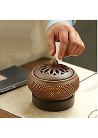 Lò xông - Lư xông trầm điện có hẹn giờ chỉnh nhiệt bằng gốm chịu nhiệt cao cấp hình lưới