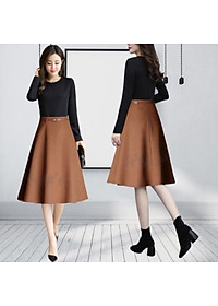 Chân váy xòe midi New Design thiết kế phom chuẩn thanh lịch chất liệu vải nhập tốt CV0034