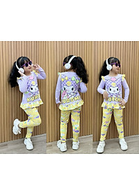 Đồ bộ ngủ dài tay cho bé gái kuromi hello kitty từ 12-40kg chất thun lạnh mềm mịn mát