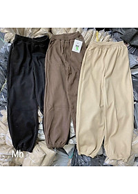 Quần Jogger Bo Gấu Trơn Nỉ Nhung Tăm Nữ Unisex