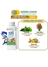 Phân Đạm Cá Hữu Cơ Sinh Học GreenHome, Dịch Cá Biển Thủy Phân K10, Chai 500ml, Hàm Lượng Dinh Dưỡng Cao, Thế Hệ Mới, Công Nghệ Nhật Bản