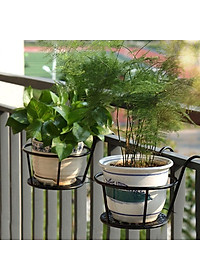 Giá kim loại để chậu hoa, cây cảnh mini có móc treo ban công tiện lợi - ĐEN