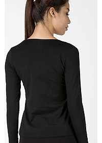 Áo giữ nhiệt nữ dài tay cổ tròn Vicci vải  cotton co giãn, mềm mịn ôm dáng màu ĐEN