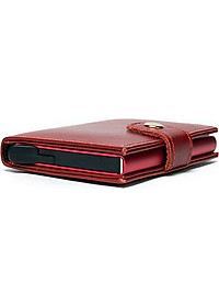 Ví đựng thẻ card với nút bấm tự động Marrant BHM8602 Màu Đỏ. Da bò thật, chống RFID