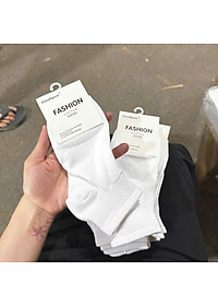 Tất vớ Trơn BASIC Trắng Cổ Ngắn Cotton Thể Thao Co Dãn Bốn Chiều Phong Cách Hàn Quốc