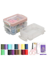 Bộ Hộp Kim Chỉ May Vá Đa Năng Gia Đình 3 Tầng Đa Năng- Kim Khâu, Chỉ, Kéo, Thước Dây, Đủ Size Màu Mini Giao Màu Ngẫu Nhiên