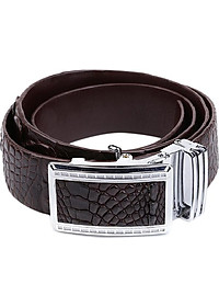 Thắt Lưng Nam Da Cá Sấu Nguyên Con Bản Lớn Huy Hoàng HT4237 - Nâu Đất