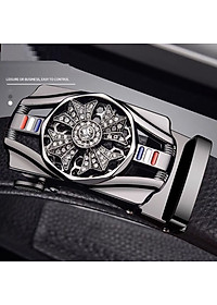 Thắt lưng nam, dây nịt nam khóa tự động dây da cao cấp bền đẹp - Thiết kế mặt xoay 360 đính đá thời thượng DXX89