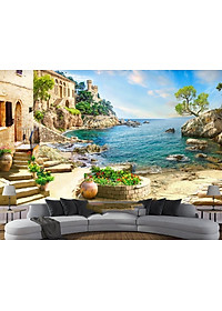 Tranh dán tường cảnh biển - tranh trí phòng khách -phòng ngủ - phòng ăn DD104