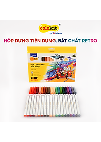 Bút lông màu Fiber Pen 20 màu Retro Thiên Long Colokit rửa được ngòi chóp viết nét thanh nét đậm SWM-C009