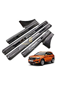 Ốp bậc cửa dành cho Kia Seltos 2020-2021 CACBON , Full bậc Trong Ngoài