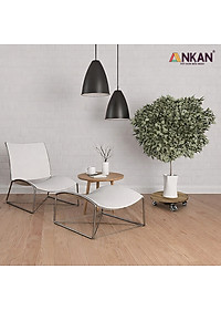 Đế Lót Chậu Cây Có Bánh Xe ANKAN - Hình Tròn D30cm, Gỗ Tràm Bông Cao Cấp, Chịu Tải 120kg (Màu Xám Đen)