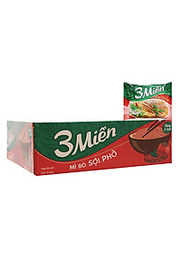Thùng 30 Gói Mì 3 Miền Bò Sợi Phở 65g