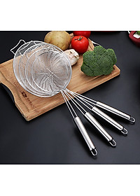 Rây Lọc Thực Phẩm Vợt Lưới Rổ Lọc Thức Ăn Đa Chức Năng chiên xào luộc Cho Nhà Bếp Vá Sạn Vợt INOX SUS304,Kích thước 39 x 13 cm - Thìa muôi vá sạn vợt Inox lọc đồ ăn thực phẩm