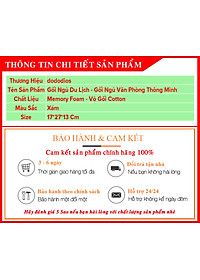 Gối Ngủ Du Lịch Chất Liệu Memory Foam Mật Độ Cao - Gối Ngủ Văn Phòng Thông Minh Cao Cấp Chính Hãng Dododios – Kèm Túi Vải Nhung Đựng Gối Ngủ Chữ U Văn Phòng