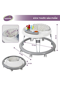 Xe tập đi cho bé có đồ chơi và nhạc Mastela W2002, bánh xe cao su hãm di chuyển theo quán tính siêu nhẹ xoay 360 độ mặt bàn ăn dặm, bánh xe silicon chống ồn - Tiêu chuẩn JIS Nhật Bản