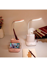 Đèn để bàn chống cân 4in1 (đèn, ngăn đựng bút, giá điện thoại, sạc usb) - Hàng chính hãng ( Giao màu ngẫu nhiên)