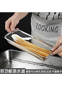 Rổ inox hình chữ nhật rửa hoa quả rau củ Giá inox 304 đa năng