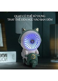 Quạt Cầm Tay Mini, Quạt Sạc Tích Điện Thỏ Lái Xe Xinh Xắn Teement, Có 2 Tốc Độ Gió ( Gió Mạnh, Gió Nhẹ), Dễ Thương Tránh Nóng Mùa Hè Cực Êm (Kèm Dây Sạc Usb)- Hàng Chính Hãng