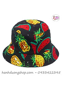 Nón bucket trái cây hot hit mũ tai bèo trái cây hoa cỏ vành nhỏ dễ thương chất liệu vải cotton thoáng mát - Hạnh Dương