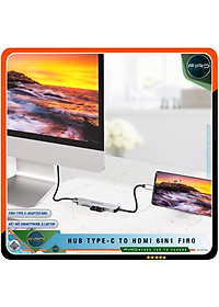 Hub Type-C To HDMI FIRO 6in1 Chuẩn HDTV - Hub Chuyển Đổi Type-C Chia 6 Cổng - 1 Cổng HDMI/HDTV 4K, 2 Cổng USB 3.0, 2 Khe Đọc Thẻ TF Và SD, 1 Cổng Sạc Nhanh Type C PD - Kết Nối Tốc Độ Cao - Dùng Cho Smartphone/Laptop/PC/Tivi/Playstation – Hàng Chính Hãng