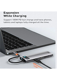 Hub chuyển đổi đa năng 8 trong 1 Baseus CAHUB-CV0G ( Type-C to HDMI/ USB3.0/ LAN / SD Card Reader/ Type C PD 100W, Multifunctional HUB) - HÀNG NHẬP KHẨU