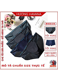 Hộp 4 quần lót nam thông hơi - quần sịp nam tam giác đùi - có size lớn MLQ01