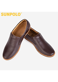 Giày Mọi Nam Da Bò SUNPOLO SUMU01 - Nâu