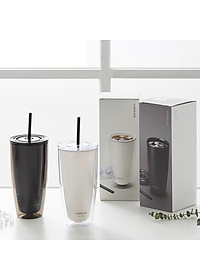 Ly nhựa 2 lớp Lock&Lock HAP507 750ml - Hàng chính hãng, có ống hút, có nắp đậy - Tặng kèm cọ rửa