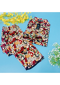 Bộ Pyjama nữ, đồ mặc nhà VILADY- B139 Quần Dài Tay Cộc Họa Tiết Con sò Màu Đỏ Đô, chất liệu lụa Pháp