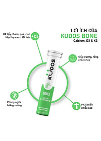Thực phẩm bảo vệ sức khỏe KUDOS BONE HEALTH CALCIUM, D3 & VITAMIN K2 (20 viên/tuýp)