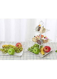 Khay Đựng Bánh Kẹo, Hoa Quả 3 Tầng Hình Vuông