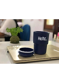 Combo cốc giữ nhiệt có nắp xoay Here 320ml + set 150 chiếc ống hút φ5x180mm - made in Japan