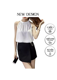 Áo kiểu nữ, Áo sát nách cổ yếm sang chảnh chất Lụa latin cao cấp thoáng mát New Design AO0012